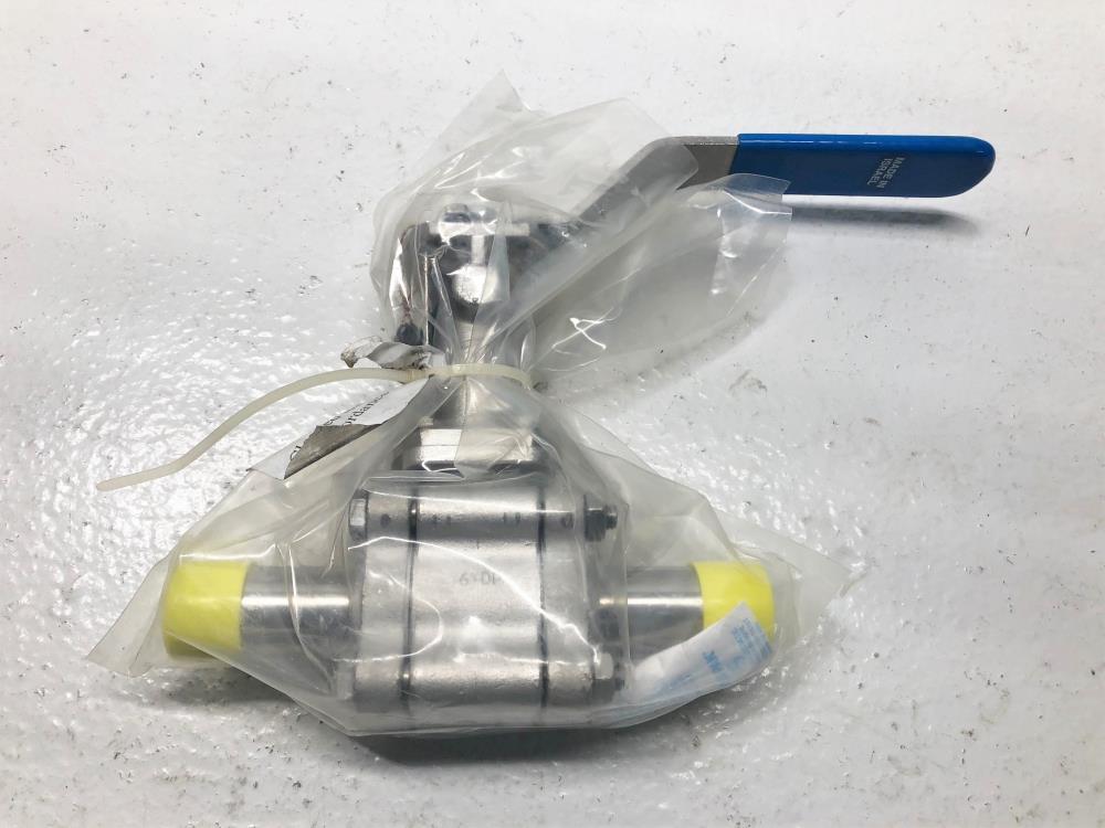 Habonim 1" Weld Sanitary Ball Valve, Extended, Stainless, #48-6666AT/ETO-G24